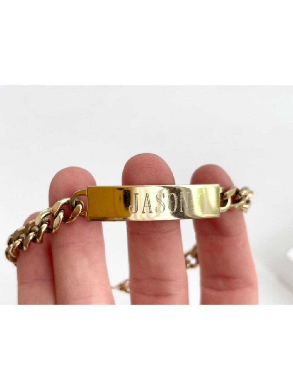 Chainlink Chunky "Jason" Carved Vintage 80's Style Panel Bracelet - Picture 12 of 14